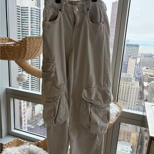 Girl’s Cargo Pants in Light Beige - Casual Utility Style